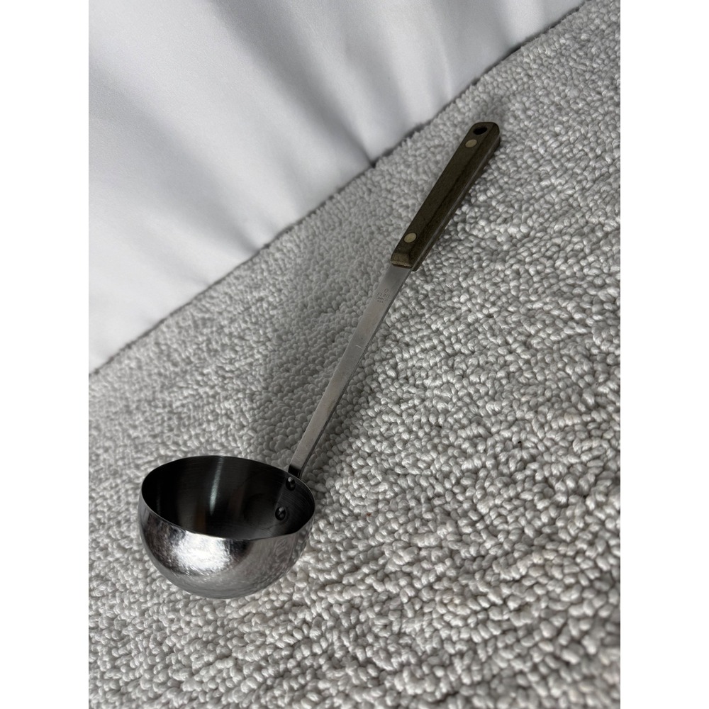 Ekco Flint Stainless Steel Soup Ladle Vintage USA Wood Look Handle 12.5 Inch - Picture 8 of 8